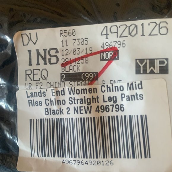 NWT LANDS' END WOMEN'S MID RISE CHINO PANTS STRAIGHT LEG BLACK 2 & 2P (PETITE) - Picture 11 of 15